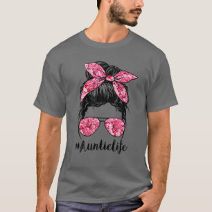 Camiseta Flor, titia, vida desarrumada, óculos de cabelo t