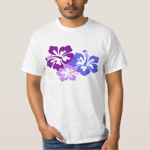 Camiseta Flor tópica do hibiscus no azul, no roxo e no