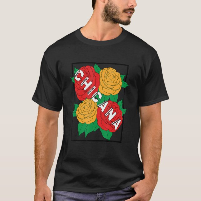 Camiseta Flor Tradicional de Patrimônio Chicana (Frente)