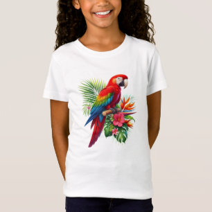 Camiseta Flor tropical de arara vermelha
