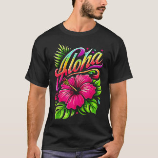 Camiseta Flor Tropical Havaí Férias de Verão Aloha