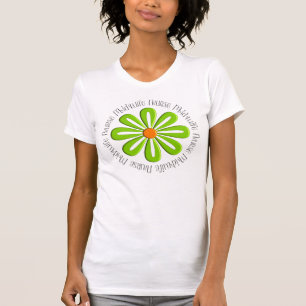 Camiseta Flor verde retro dos t-shirt da parteira da