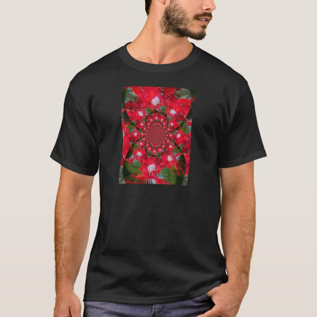 Camiseta Flor Vermelha Natural Febre Branca Caleidoscópio A (Frente)