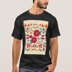 Camiseta Flor Vermelho Escandi Flor Belga Cuta Étnica Autum