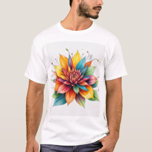 Camiseta Flor vibrante com folhas giratórias