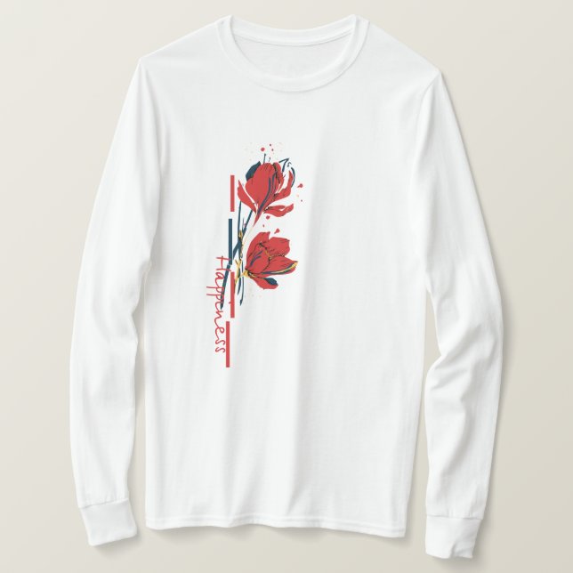 Camiseta Flor vibrante minimalista (Frente do Design)