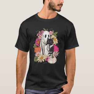 Camiseta Flor Vintage Espantalho Fantasma Segurando Gato Pr