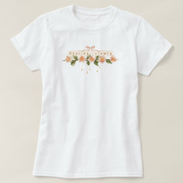 Camiseta Flora de aquarela rosa coquette motivacional