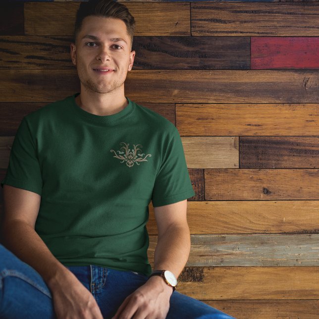 Camiseta Flora Geométrica Clássica Damask Com Ramificações  (Criador carregado)