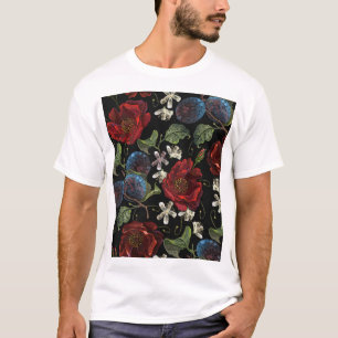 Camiseta Florais bordados: padrão sem costura renascentista