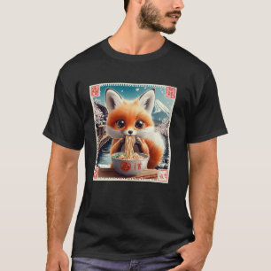 Camiseta Florais selo postal japonês Mt. Fuji Fox Pup Ram