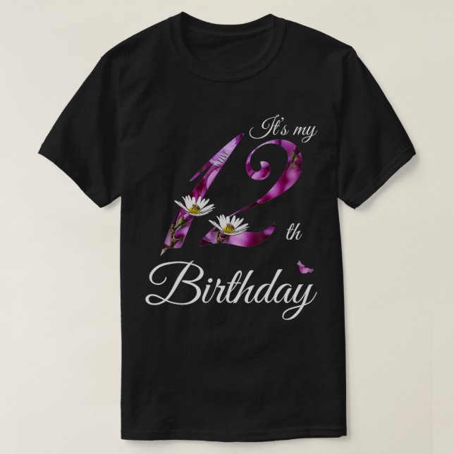 Camiseta Floral 2010, de 12 anos, é o meu Gif de Aniversári (Frente do Design)