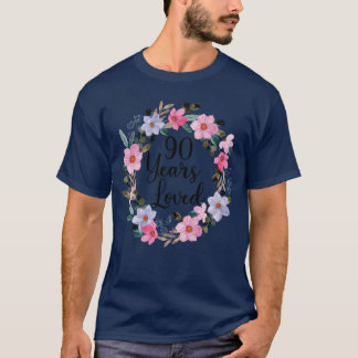 Camiseta Floral 90 Anos de Idade 90º Aniversário Homens Mul