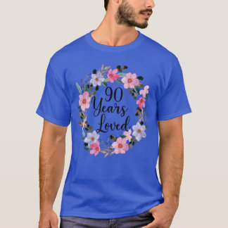 Camiseta Floral 90 Anos de Idade 90º Aniversário Homens Mul