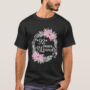 Camiseta Floral 92 Anos De Idade Homens Presentes Mulheres