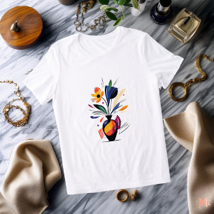Camiseta Floral Abstrata Colorida Arte Moderna