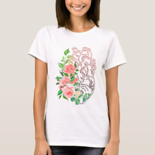 Camiseta Floral Anatômica do Coração - Medicina Ar