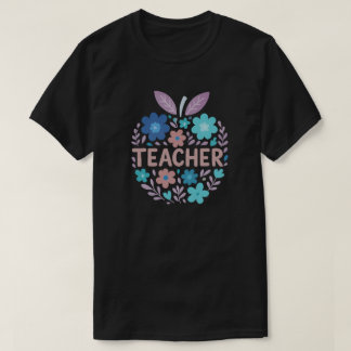 Camiseta Floral Apple Teacher Design