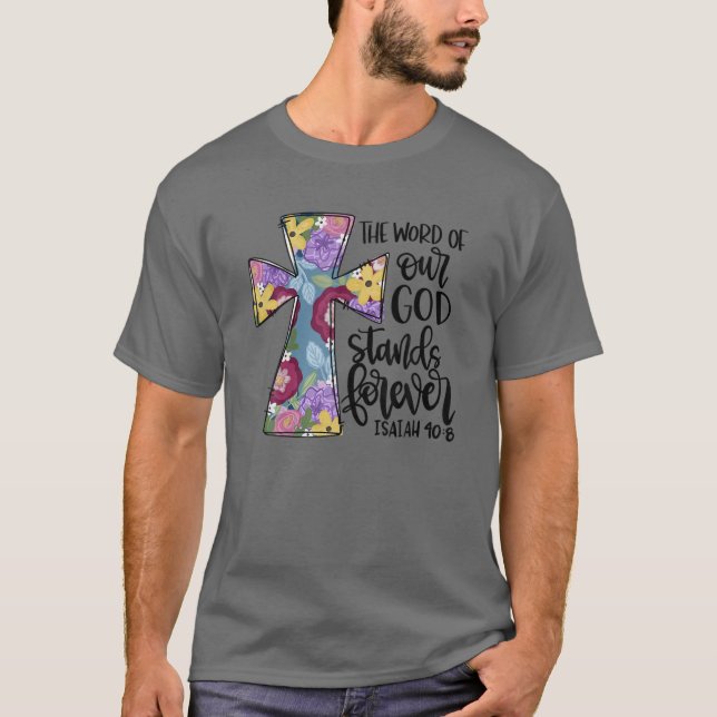 Camiseta Floral Atravessa A Palavra De Nossa Páscoa Cristã  (Frente)