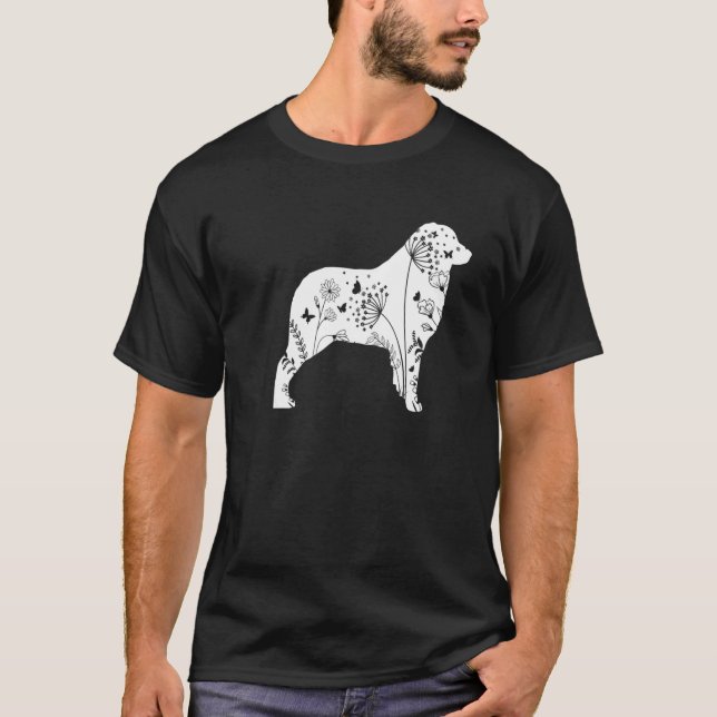 Camiseta Floral Australian Shepherd Mom  Dog  Mother's Day (Frente)