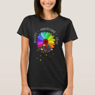 Camiseta Floral Autismo Sensibilização Flor Para Mulheres M