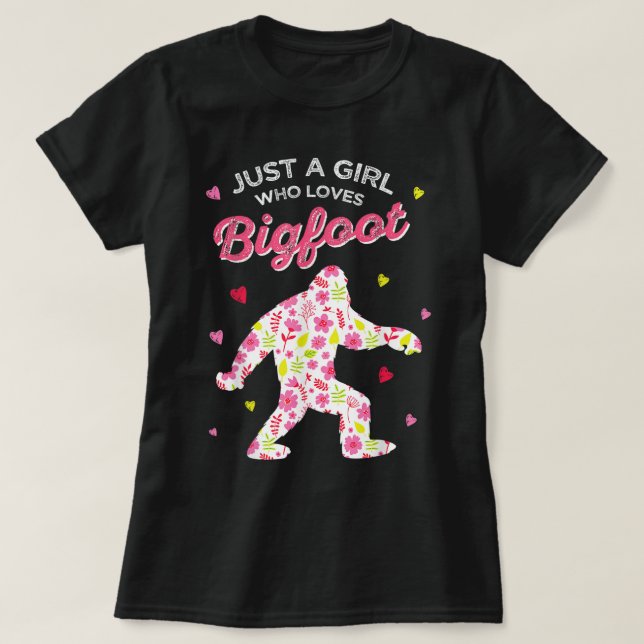Camiseta Floral Bigfoot Lover Girl Design (Frente do Design)