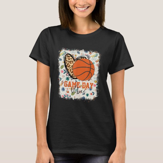 Camiseta Floral Bleached Basketball Game Day Vibes Basketba (Frente)