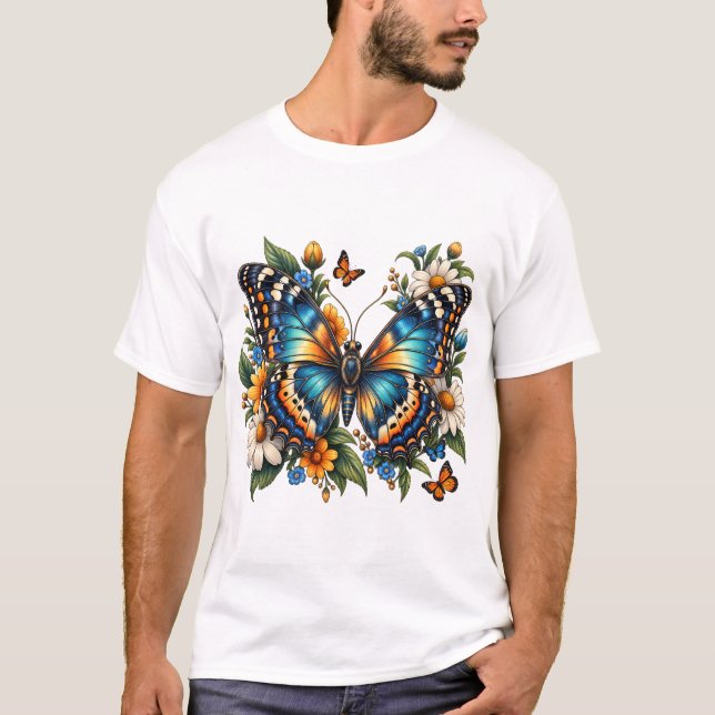 Camiseta Floral Borboleta Azul (Frente)