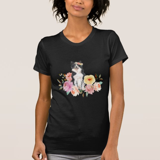 Camiseta Floral Border Collie (Frente)