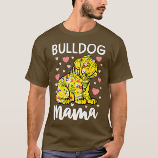 Camiseta Floral Bulldog Mama English Bulldog Oferta de Mulh