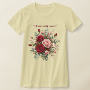 Camiseta Floral Buquê de Rosas Vermelhas e Rosas E