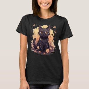 Camiseta Floral Cat Butterflies Aestética Girls Graph