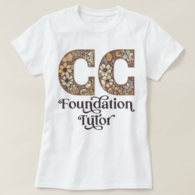 Camiseta Floral Clássico de Conversação do Tutor de Fundaçõ (Frente do Design)