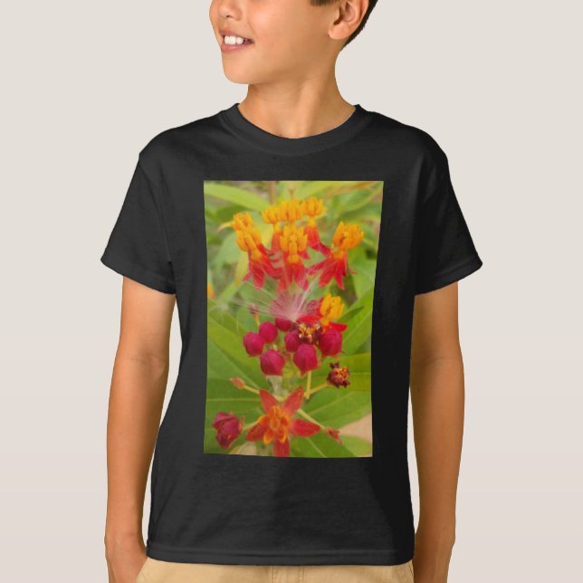 Camiseta Floral colorido com o Milkweed Art Impressão (Frente)