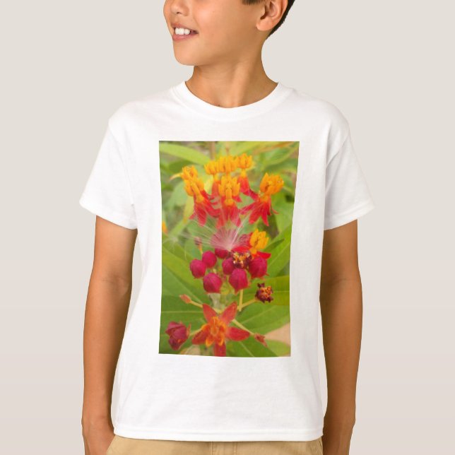 Camiseta Floral colorido com o Milkweed Art Impressão (Frente)