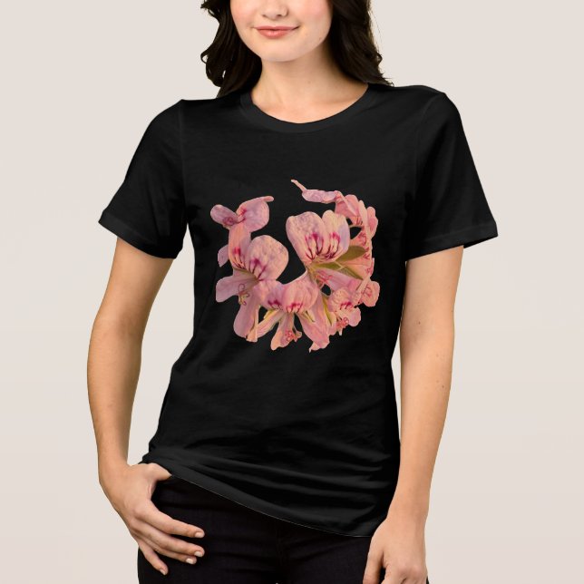 Camiseta Floral com Grinalda de Flor de Gerânio Ro (Frente)