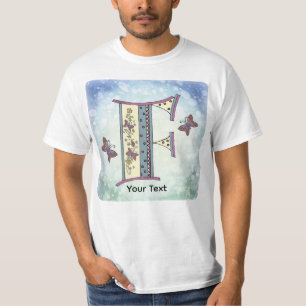 Camiseta floral com monograma F