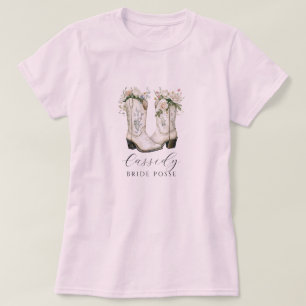 Camiseta Floral Cowgirl Boots Noiva Pink Personalizado