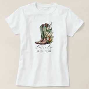 Camiseta Floral Cowgirl Boots Noiva Posse T-Shirt Personali
