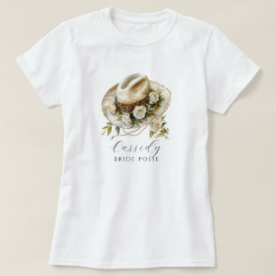 Camiseta Floral Cowgirl Hat Bride Posse Floral Horsfere