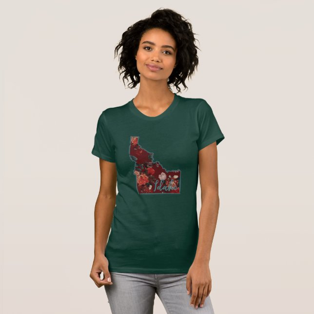 Camiseta Floral Crimson & Teal Idaho (Frente Completa)