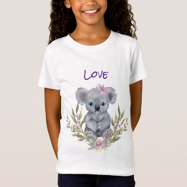 Camiseta Floral Cute Koala Bear (Frente)