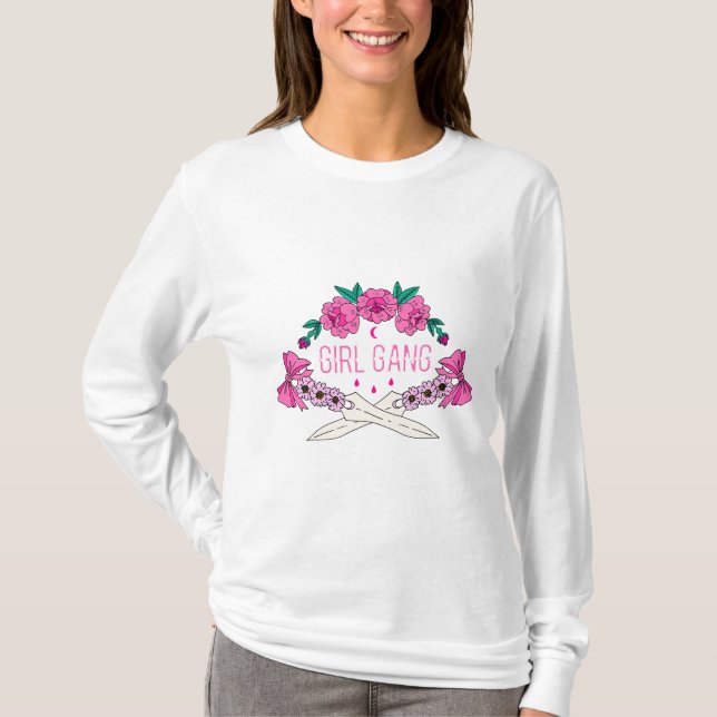 Camiseta Floral Dagger Girl Gang (Frente)