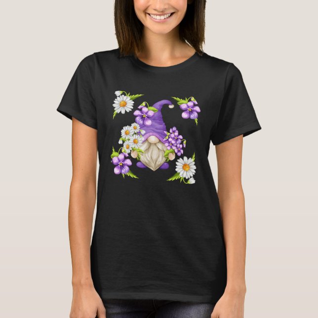 Camiseta Floral Daisy Flower Pattern For Spring Purple Viol (Frente)
