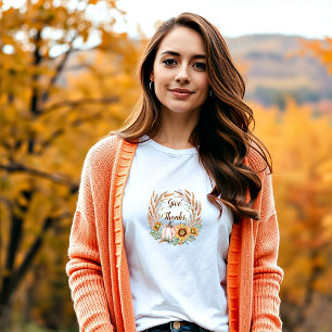 Camiseta Floral de abóbora pastel outono personalizado