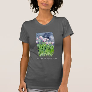 Camiseta Floral de Aquarela "Estarei no Meu Escrit