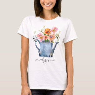 Camiseta Floral De Aquarela Pintada À Mão