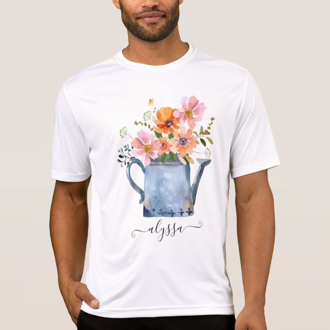 Camiseta Floral De Aquarela Pintada À Mão (Frente)