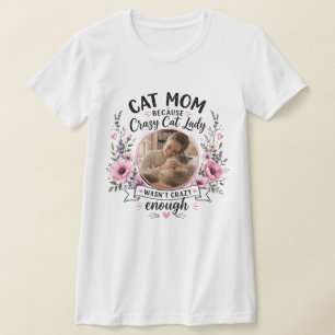 Camiseta Floral de Foto Engraçada da Mãe do Gato –