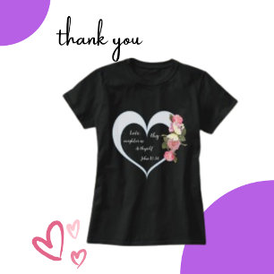 Camiseta Floral de Fragmentação Rosa Moderna com Coração